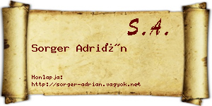 Sorger Adrián névjegykártya